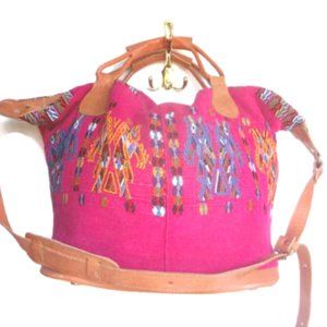 Collectible EMBROIDERED  Pink Huipil TRAVEL Bag